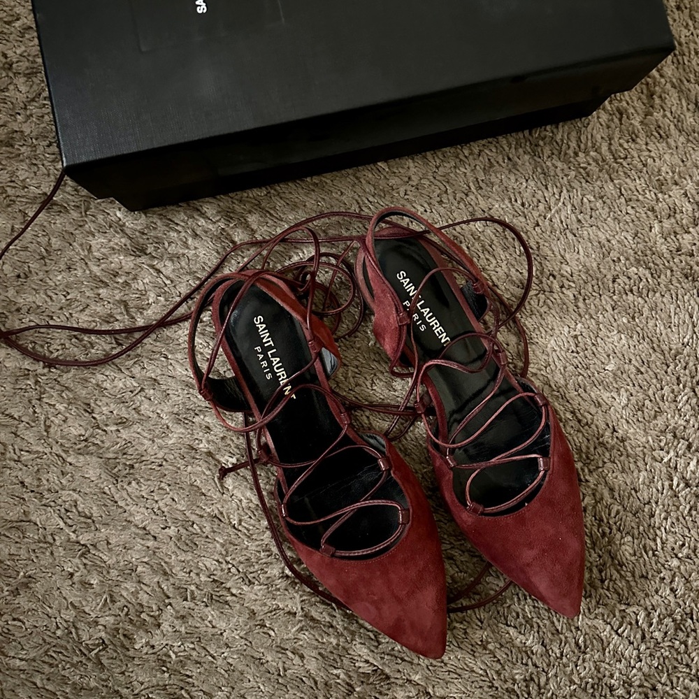 Saint Laurent laced up flat sandals